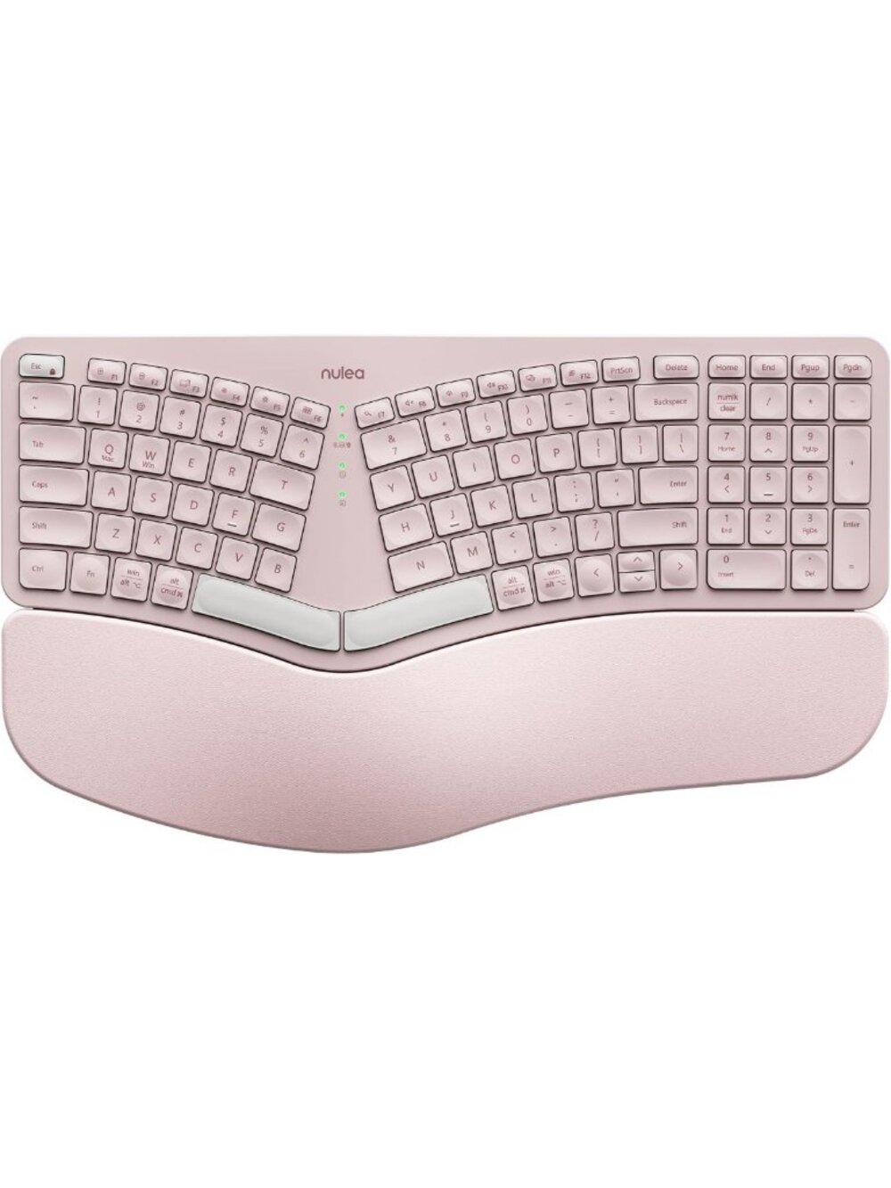 Ergonomic Wireless Split Keyboard with Cushioned Wrist Rest, Bluetooth & USB-C